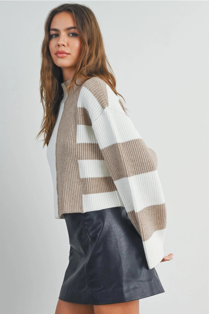 Bart Beige Colorblock Sweater