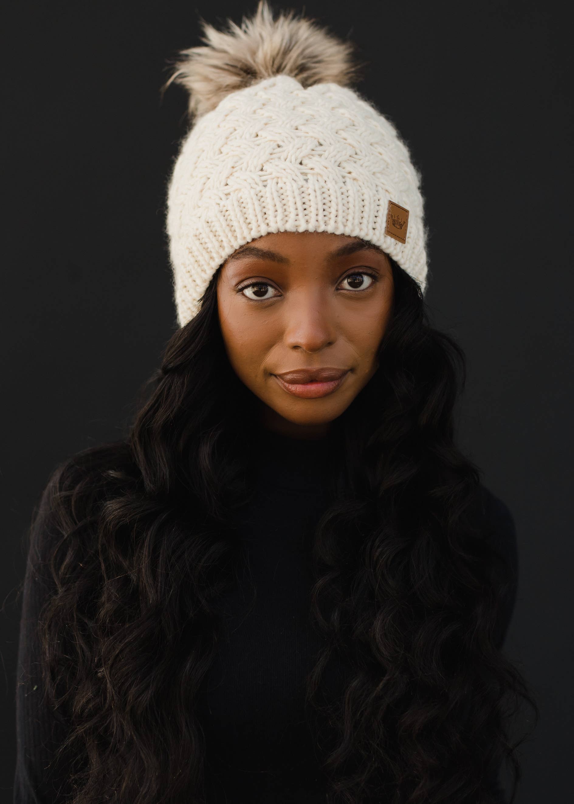 Vance Cream Knit Pom Hat