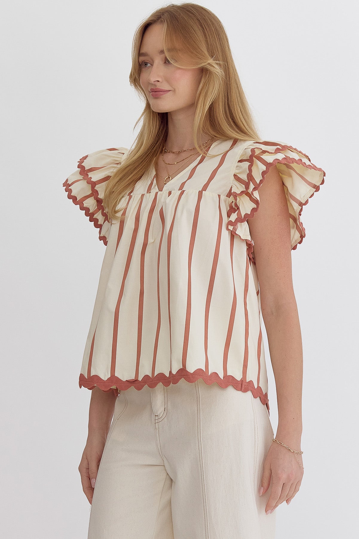 ENTRO Jenga Stripe Top