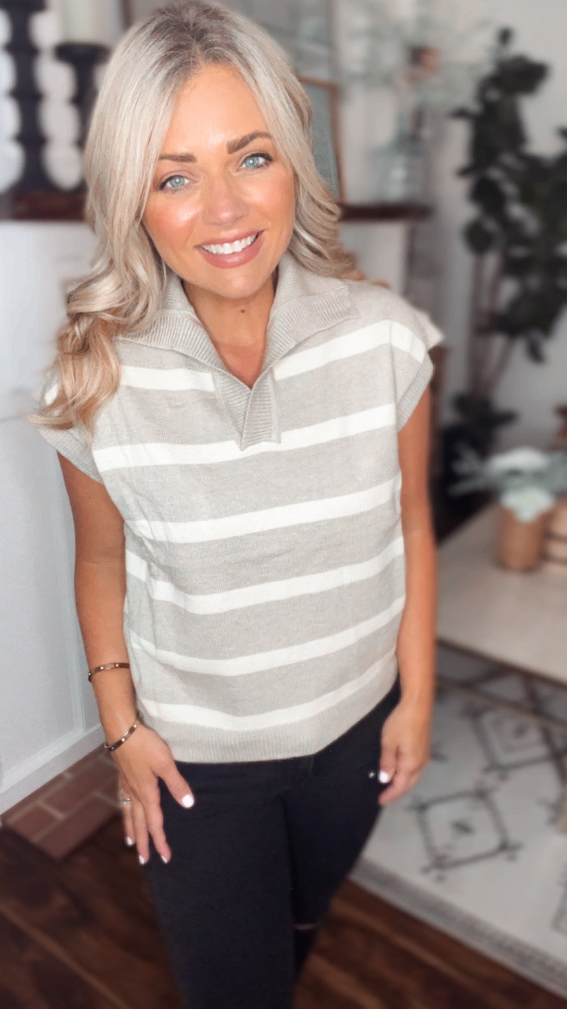 Myrtle Stripe Taupe Sweater Top FINAL SALE