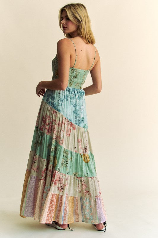 Nina Mixed Print Maxi Dress