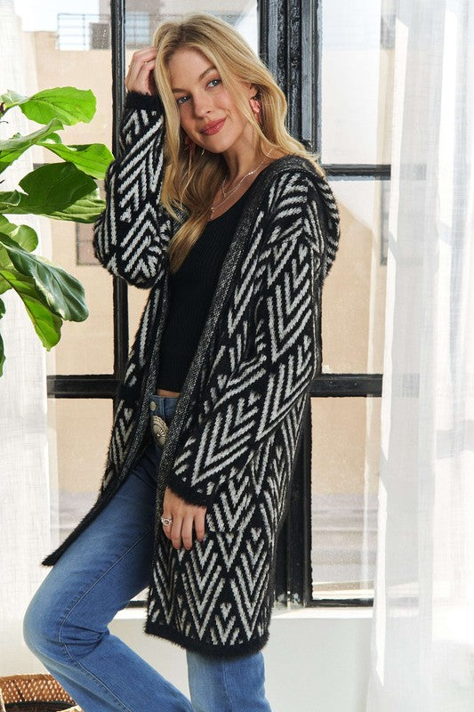 Harmony Chevron Hooded Sweater