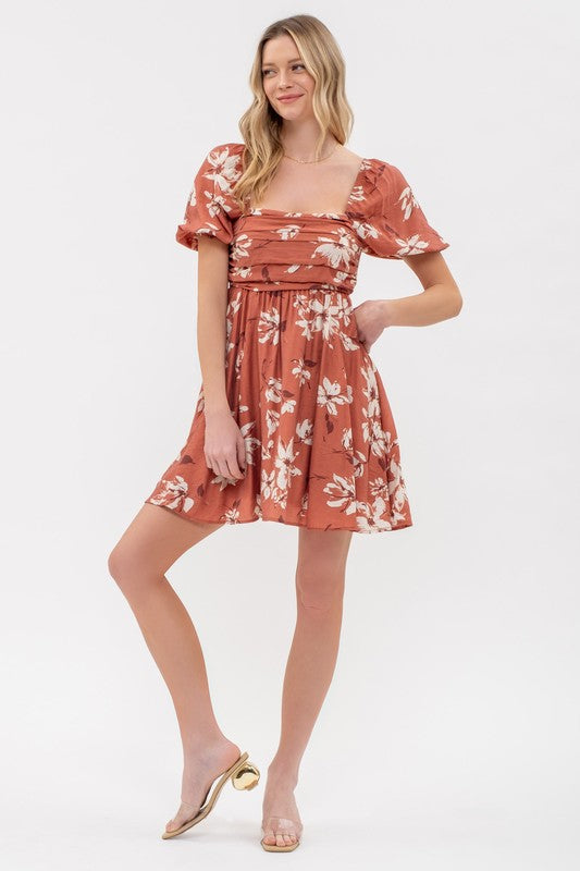 Abigail Floral Terracotta Mini Dress FINAL SALE