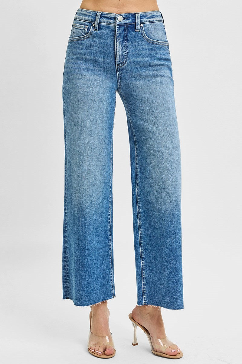 RISEN Merla Cropped Wide Leg Jeans