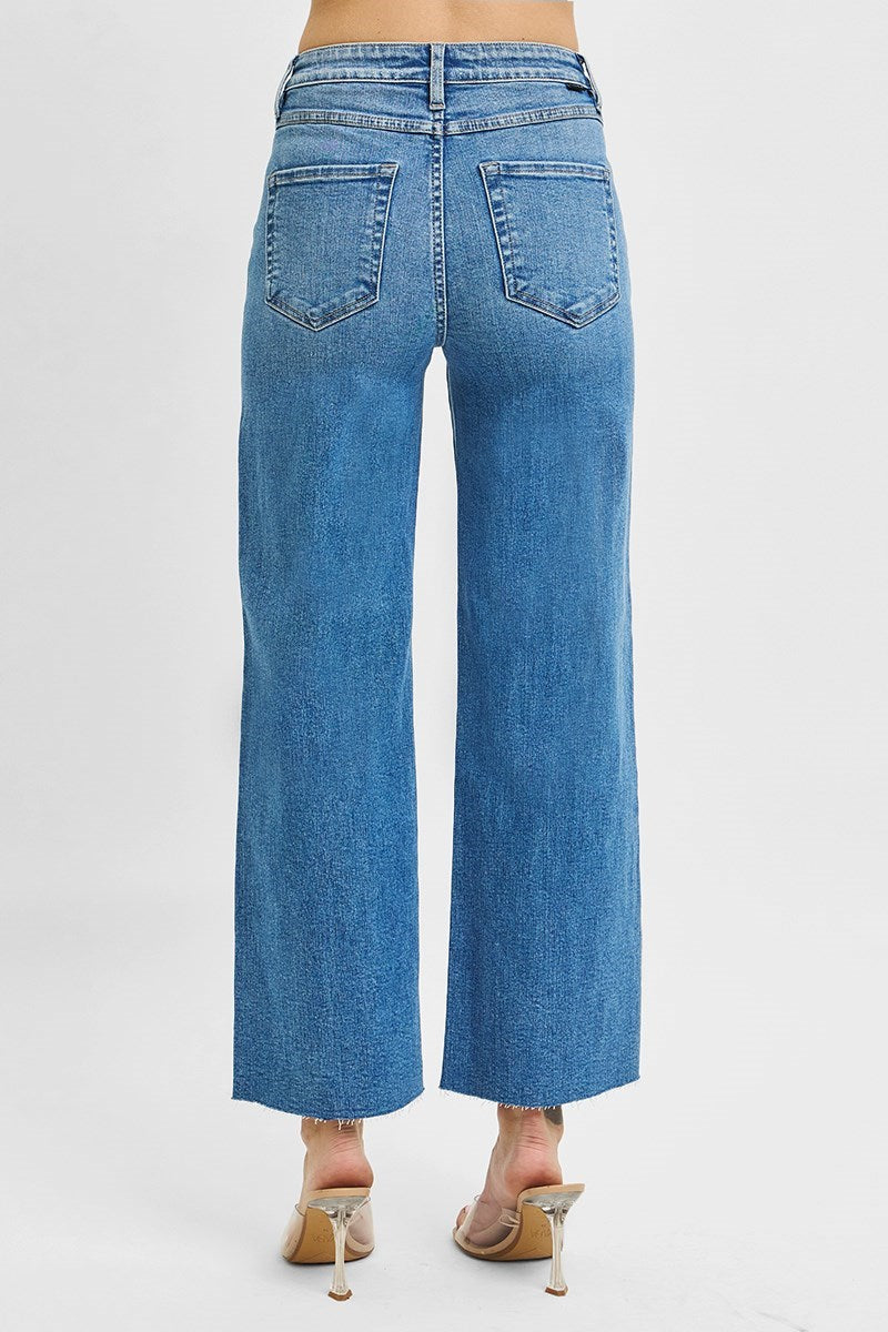 RISEN Merla Cropped Wide Leg Jeans