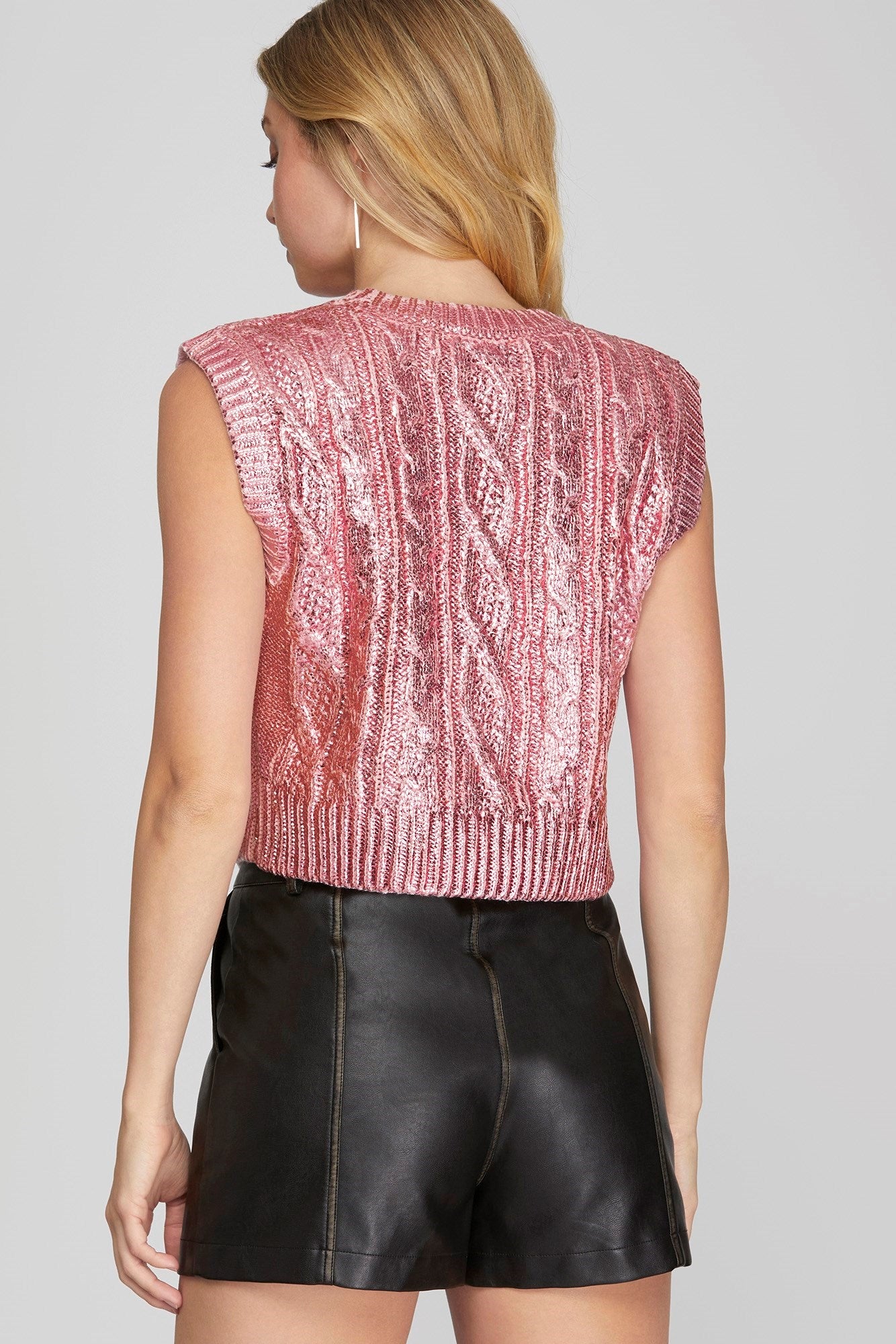 Jillian Metallic Mock Sweater Tank