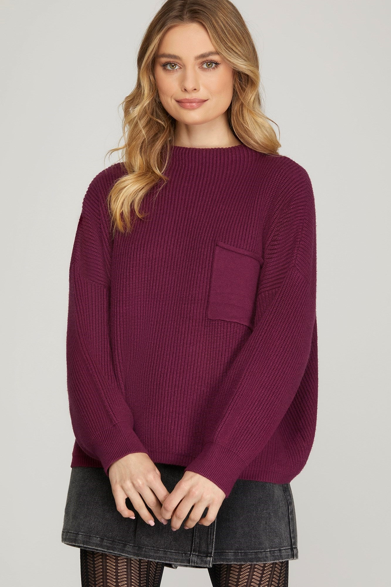 Mona Pocket Plum Sweater