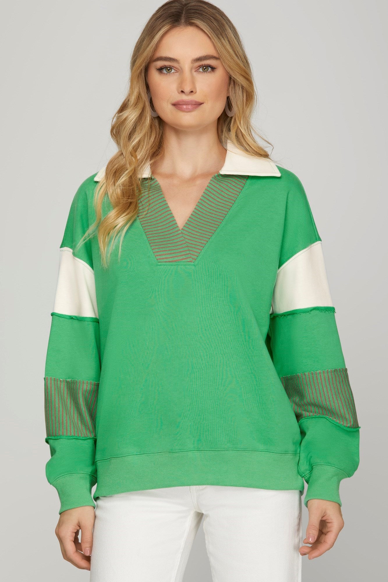 Larkin Colorblock Green Top