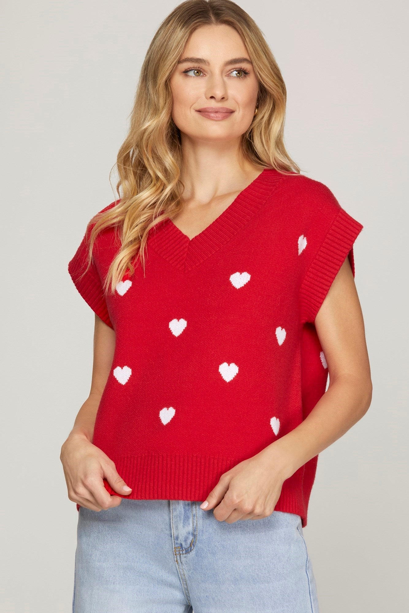 Joy Heart Red Sweater Tank