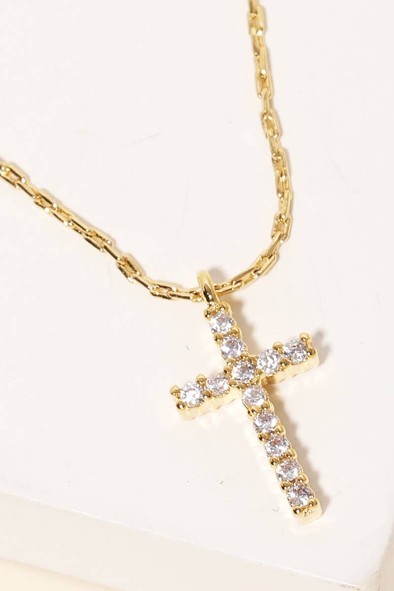 Bolie Rhinestone Cross Pendant Necklace