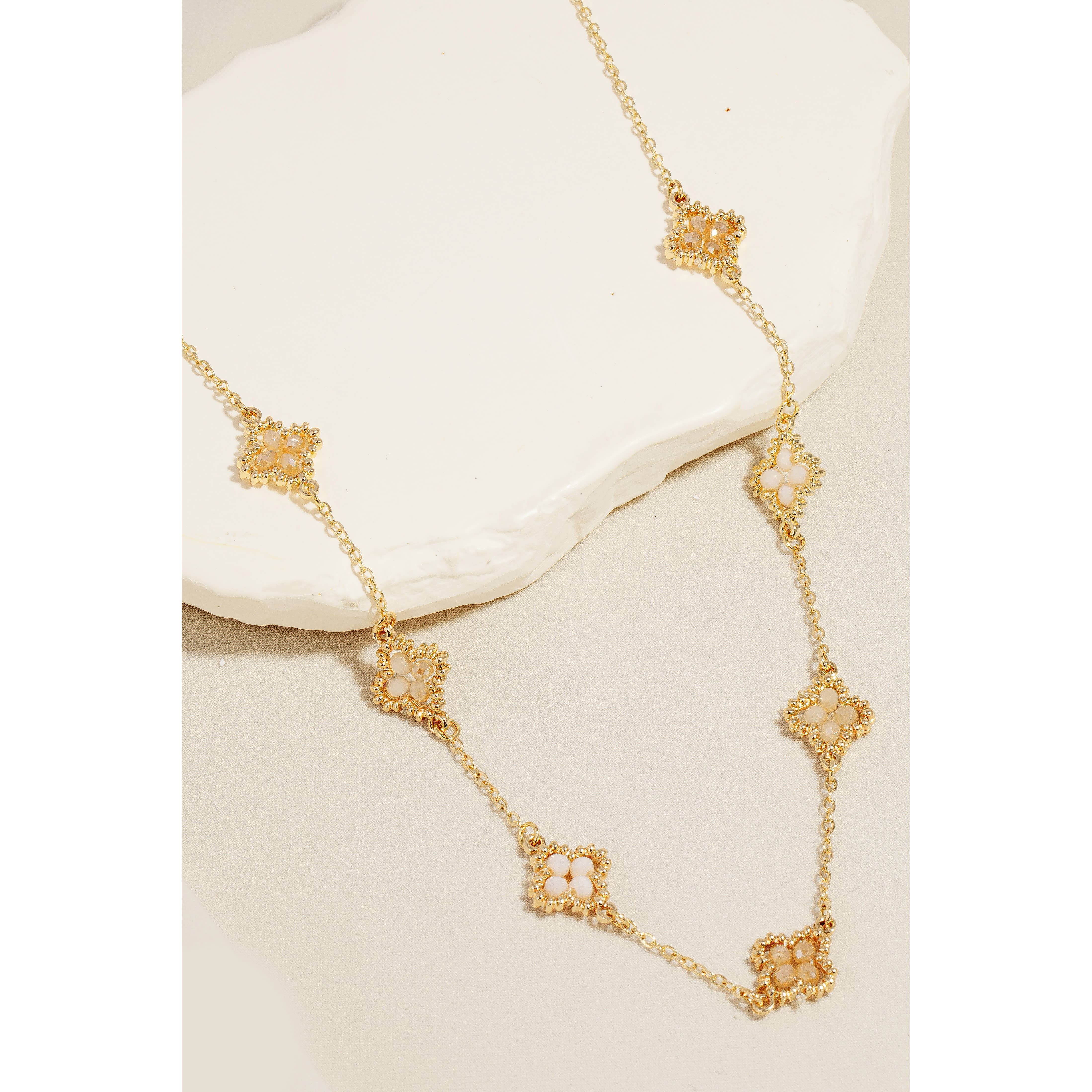 Becka Beaded Clover Station Chain Necklace