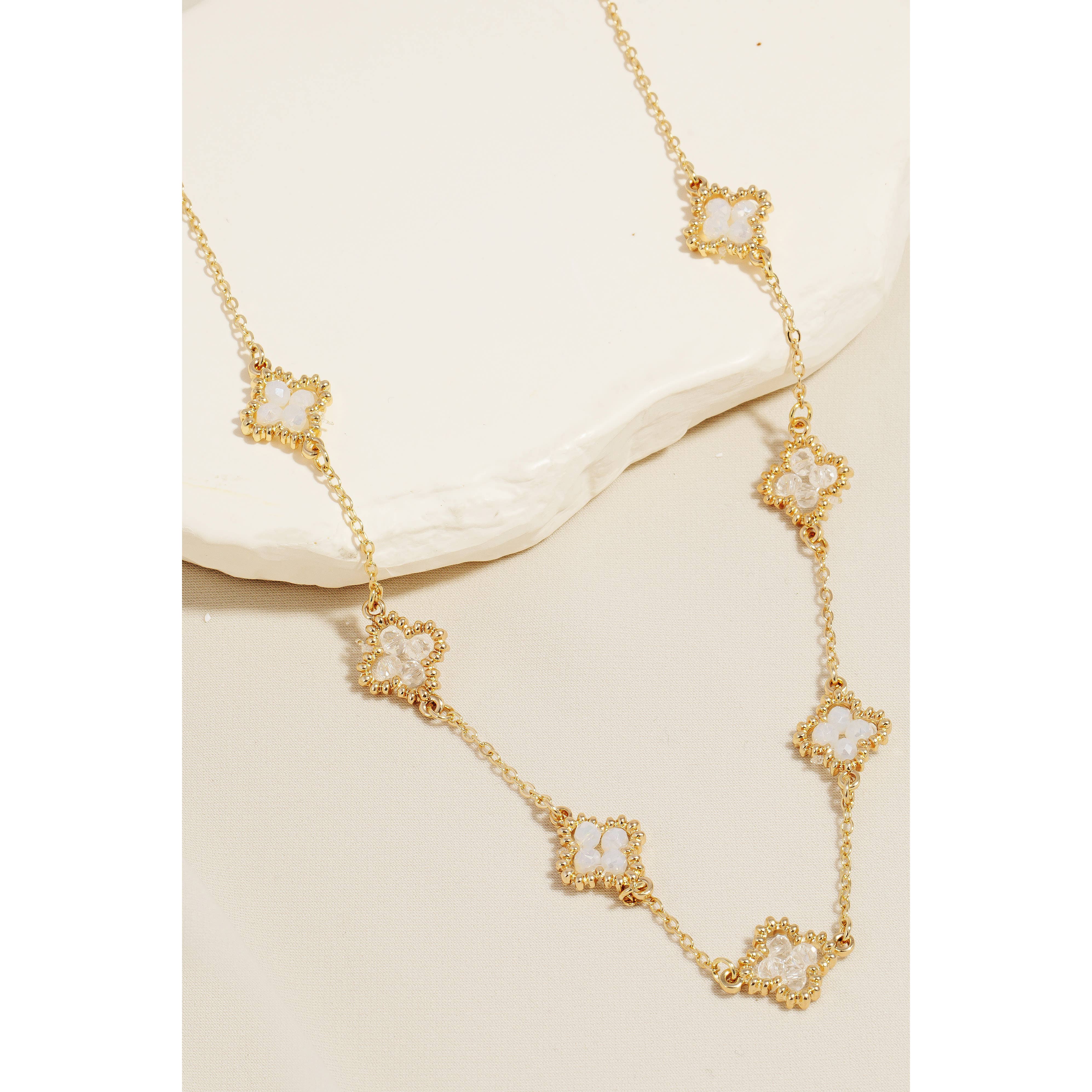 Becka Beaded Clover Station Chain Necklace