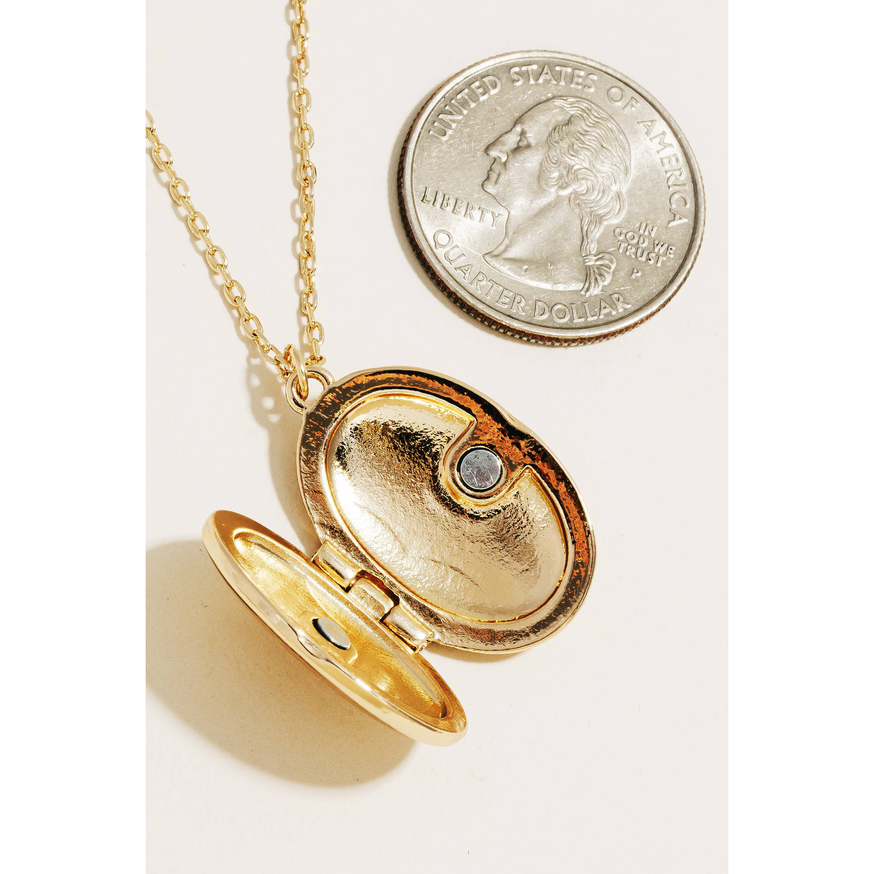 Butterfly Engraved Locket Pendant Layered Necklace