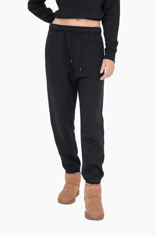 Mae Black Fleece Pants PREORDER