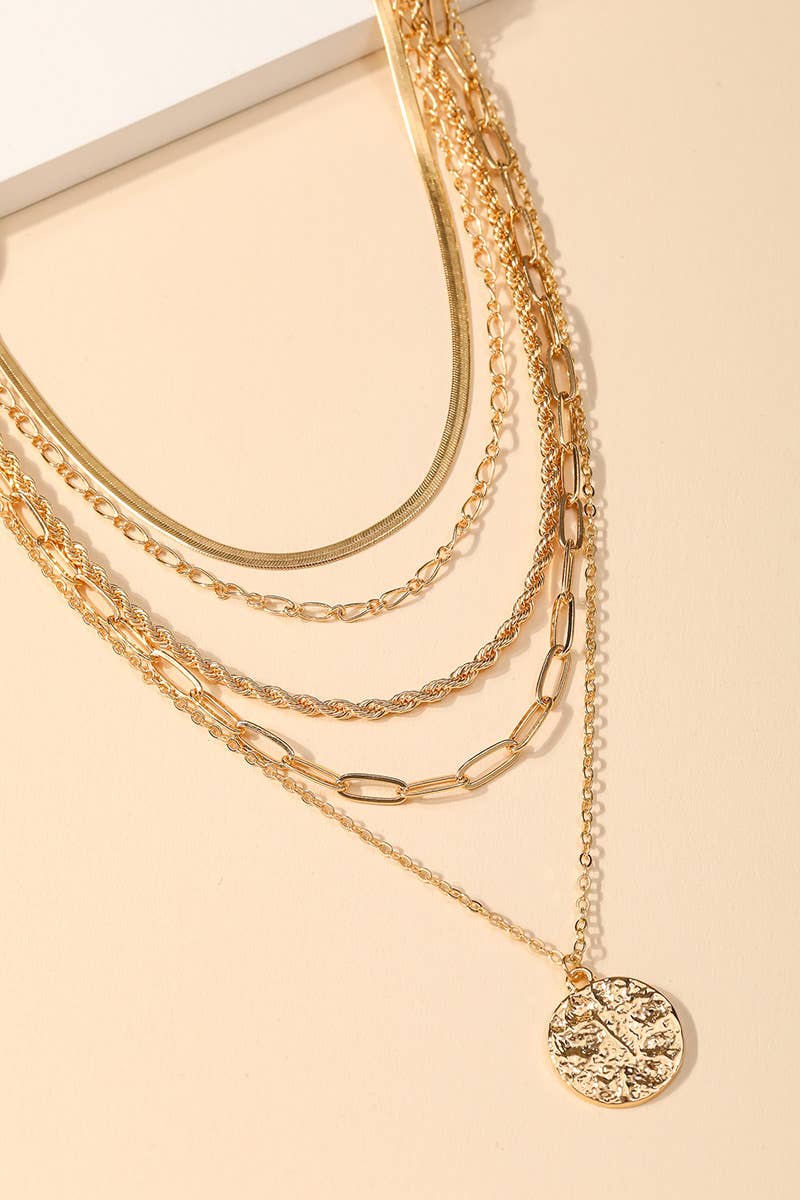 Bea Multi Strand Chain Coin Pendant Necklace