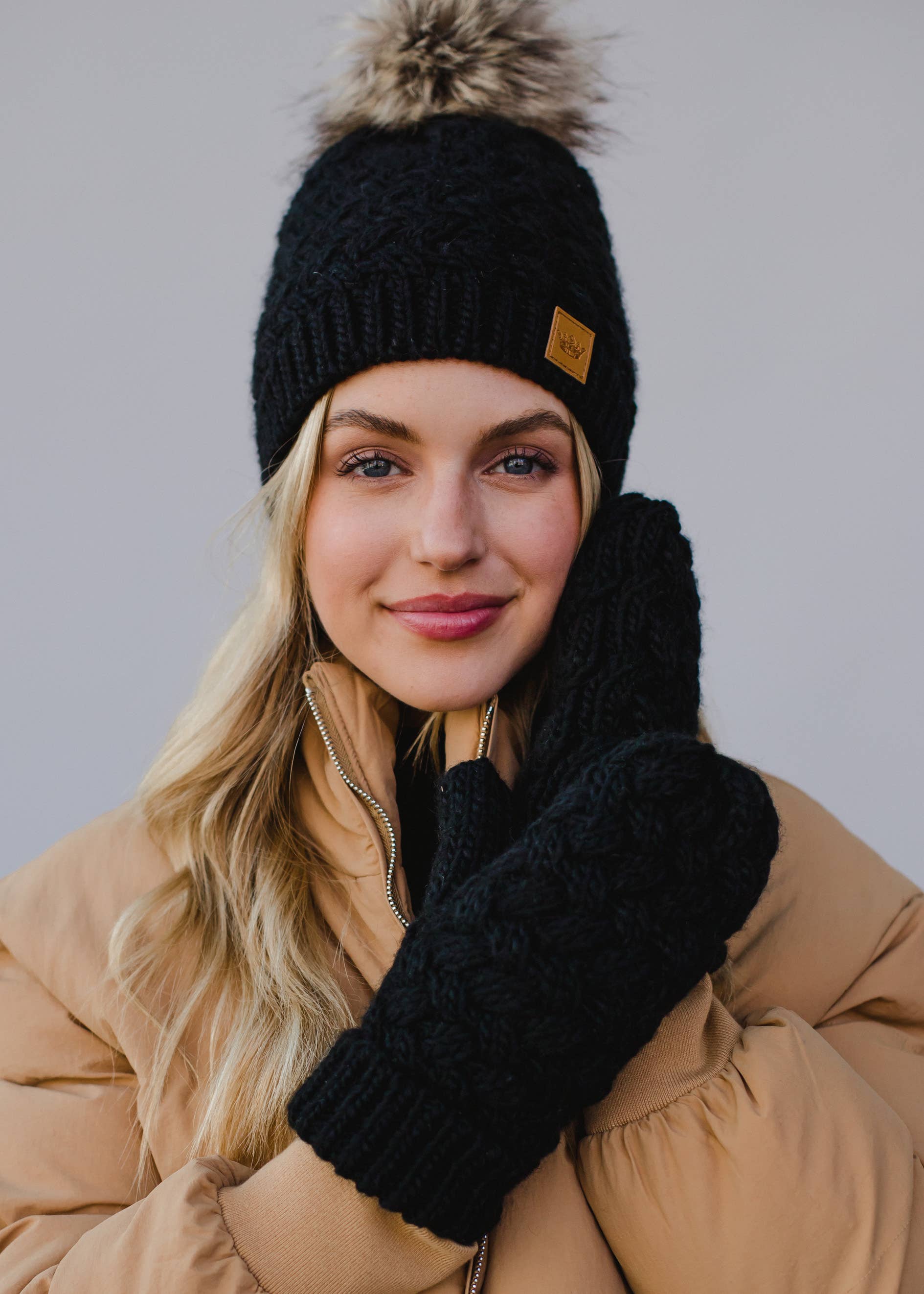 Tillbury Black Knit Pom Hat