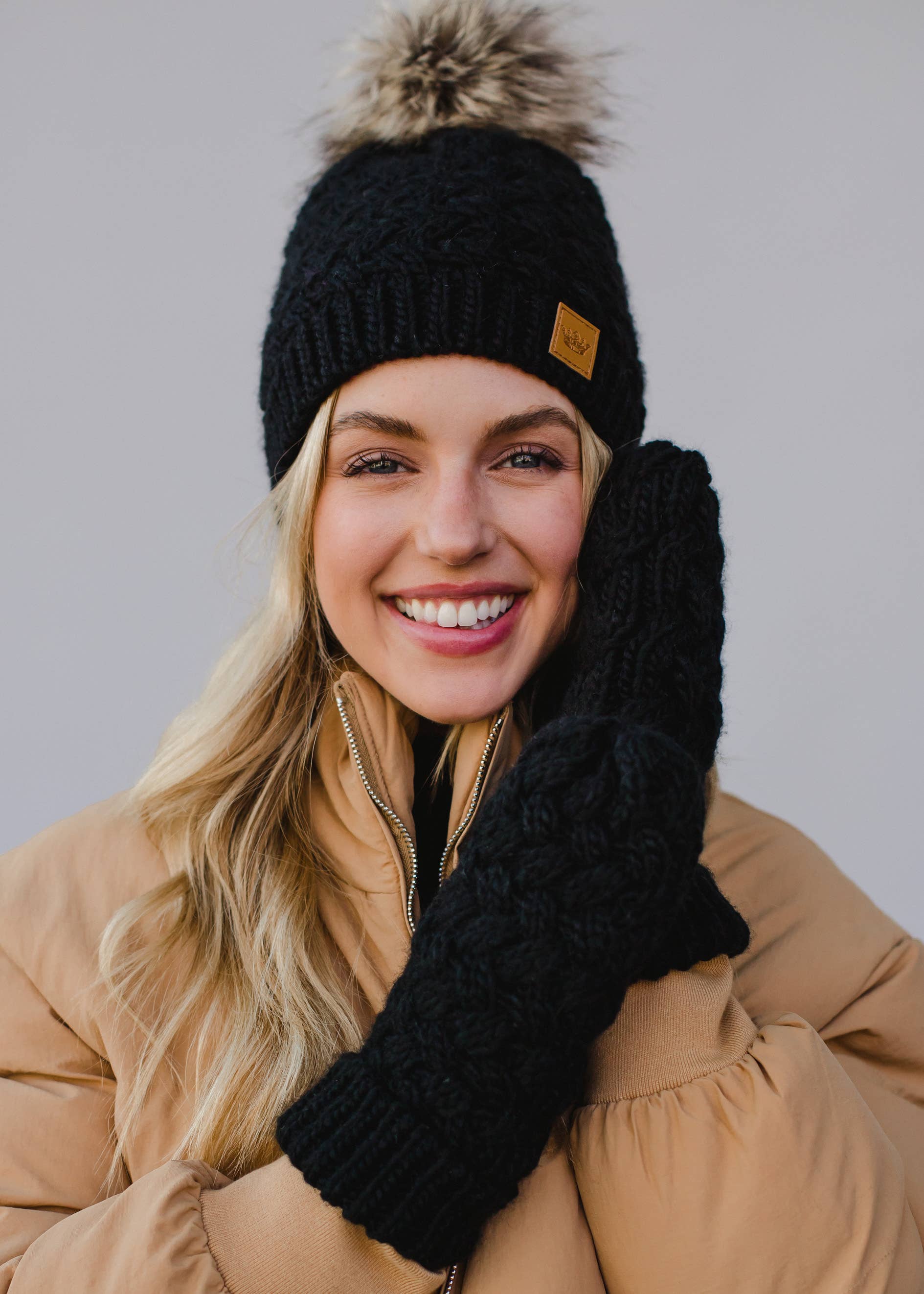 Tillbury Black Knit Pom Hat