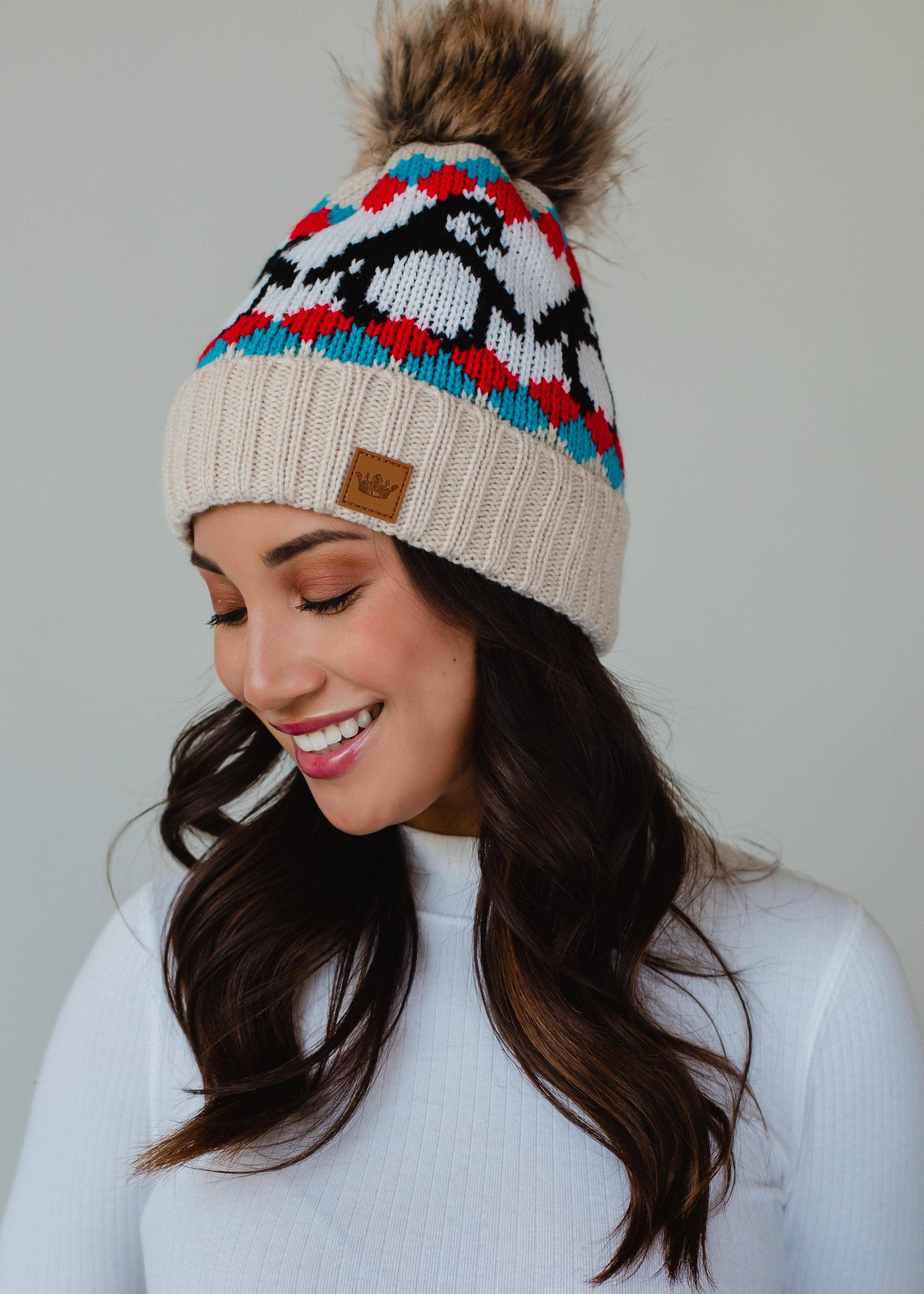 Viv Penguin Patterned Pom Hat