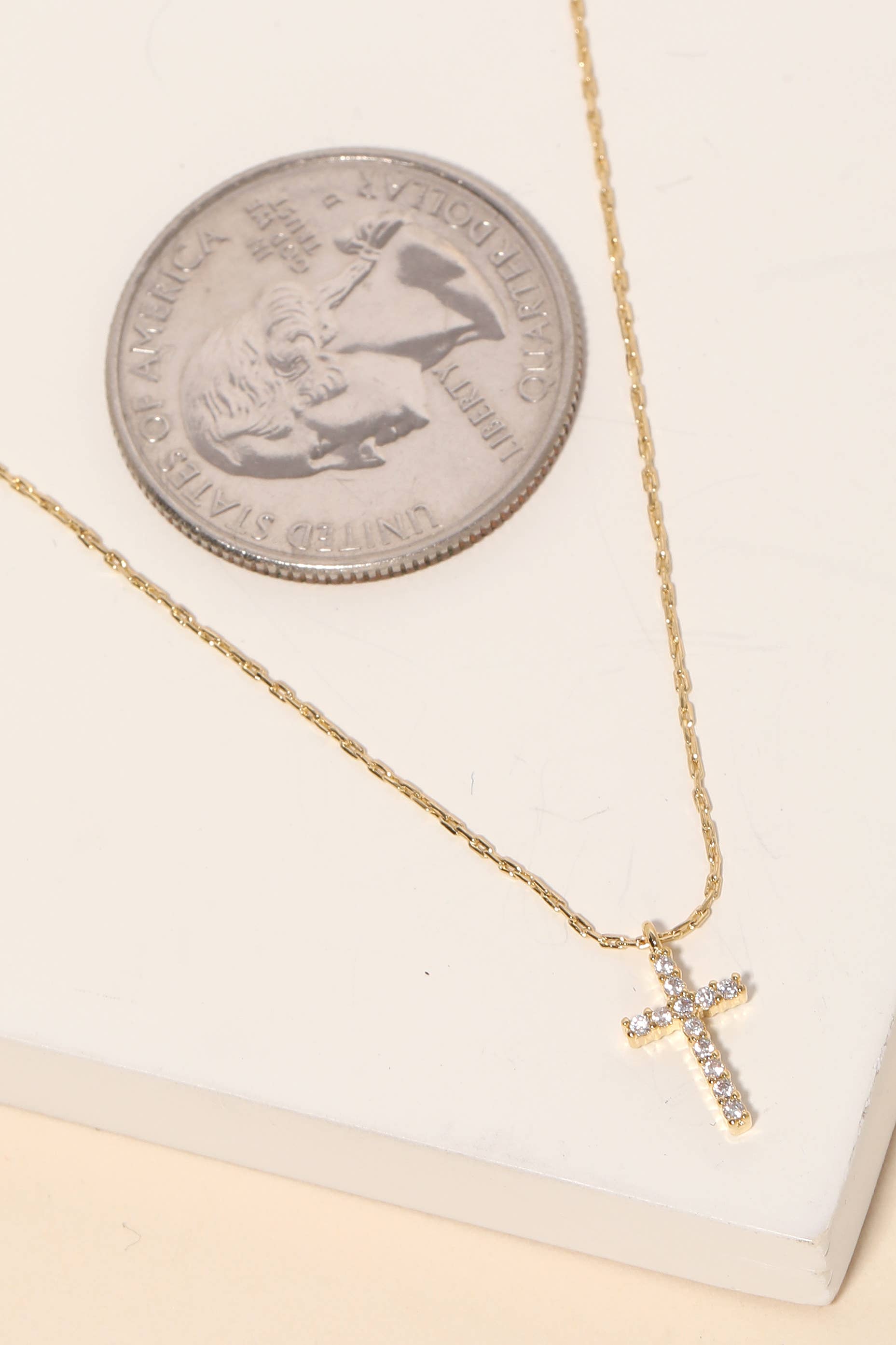 Bolie Rhinestone Cross Pendant Necklace