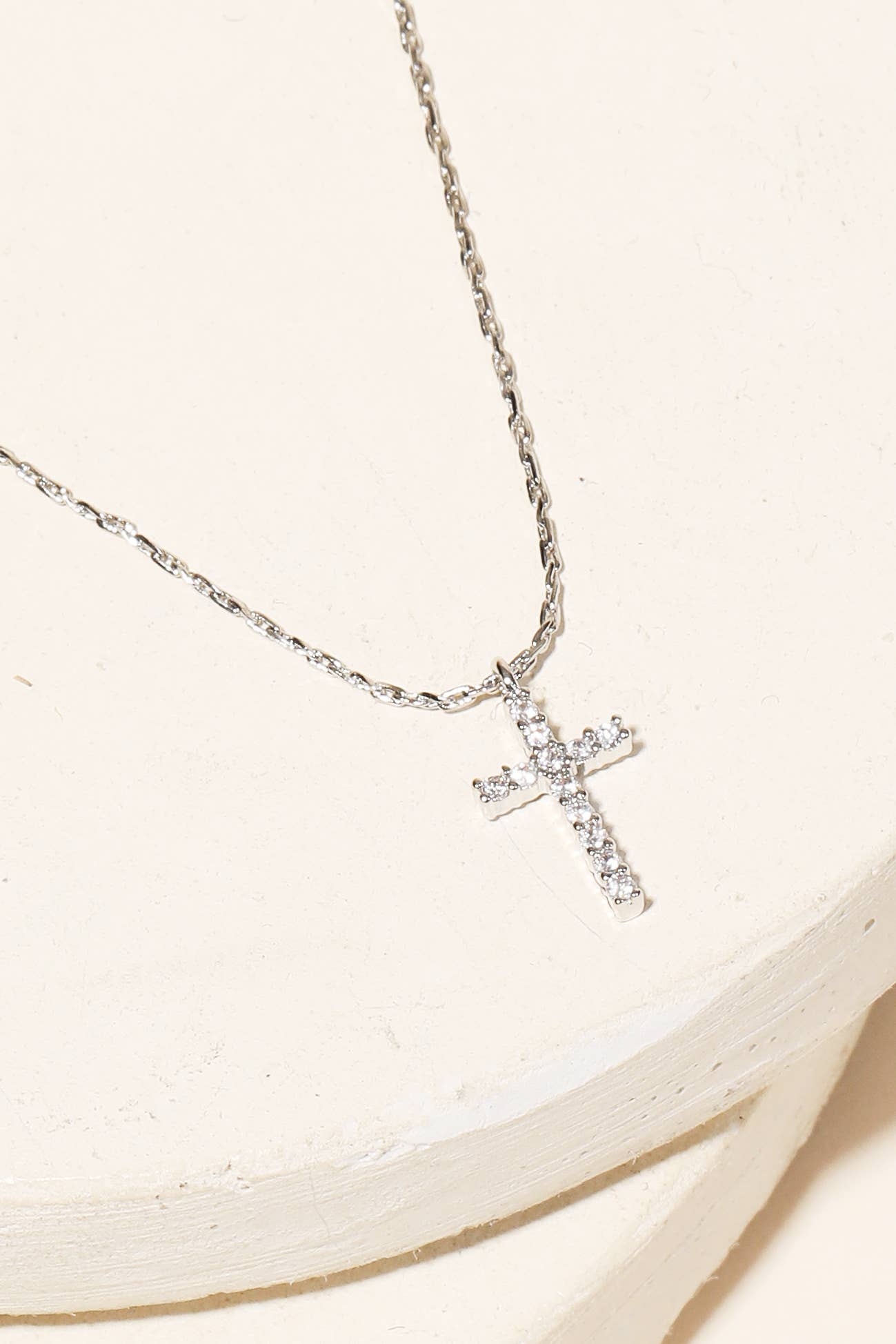 Bolie Rhinestone Cross Pendant Necklace