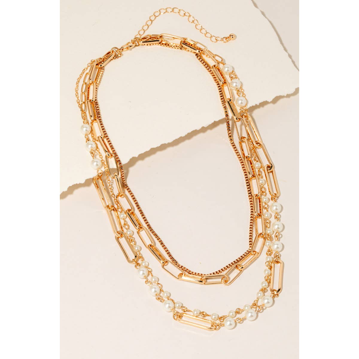 Bliss Pearl Beads Layered Chains Necklace