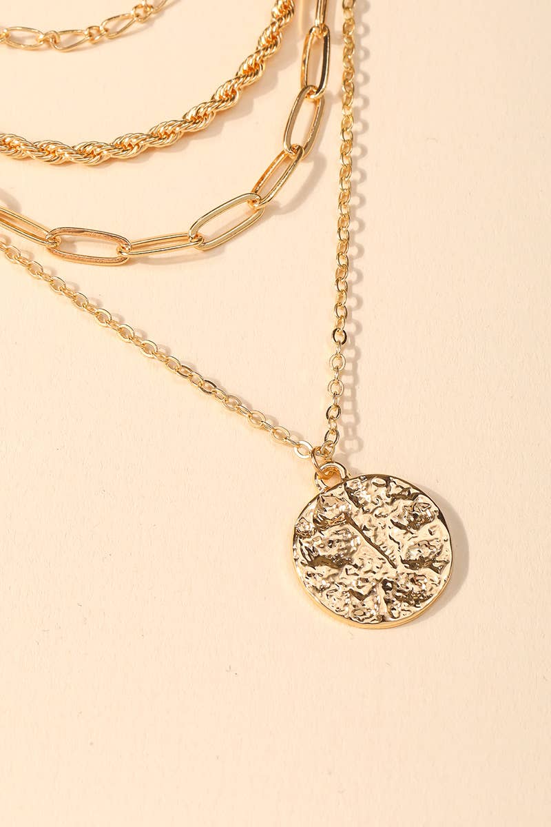 Bea Multi Strand Chain Coin Pendant Necklace