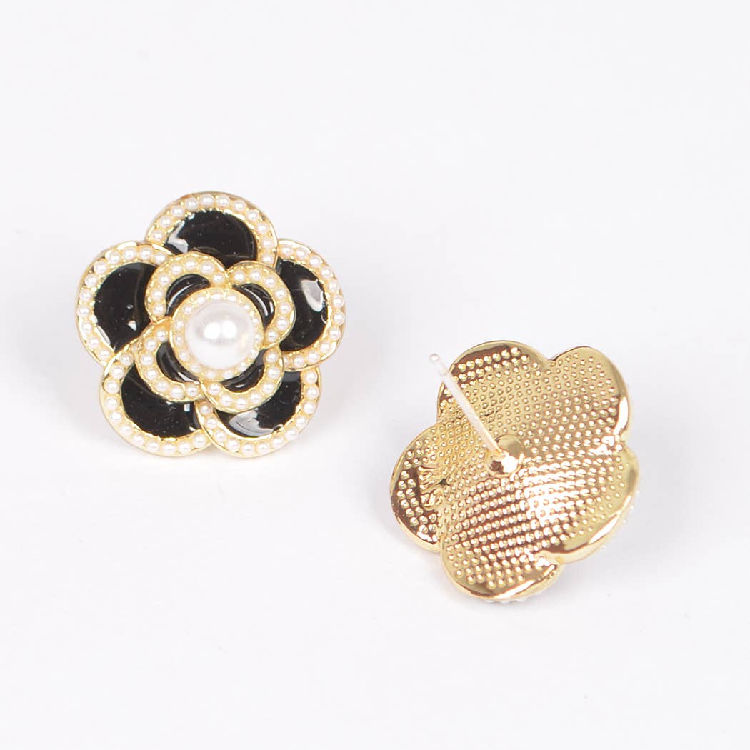 Martie Faux Pearl Flower Stud Earrings