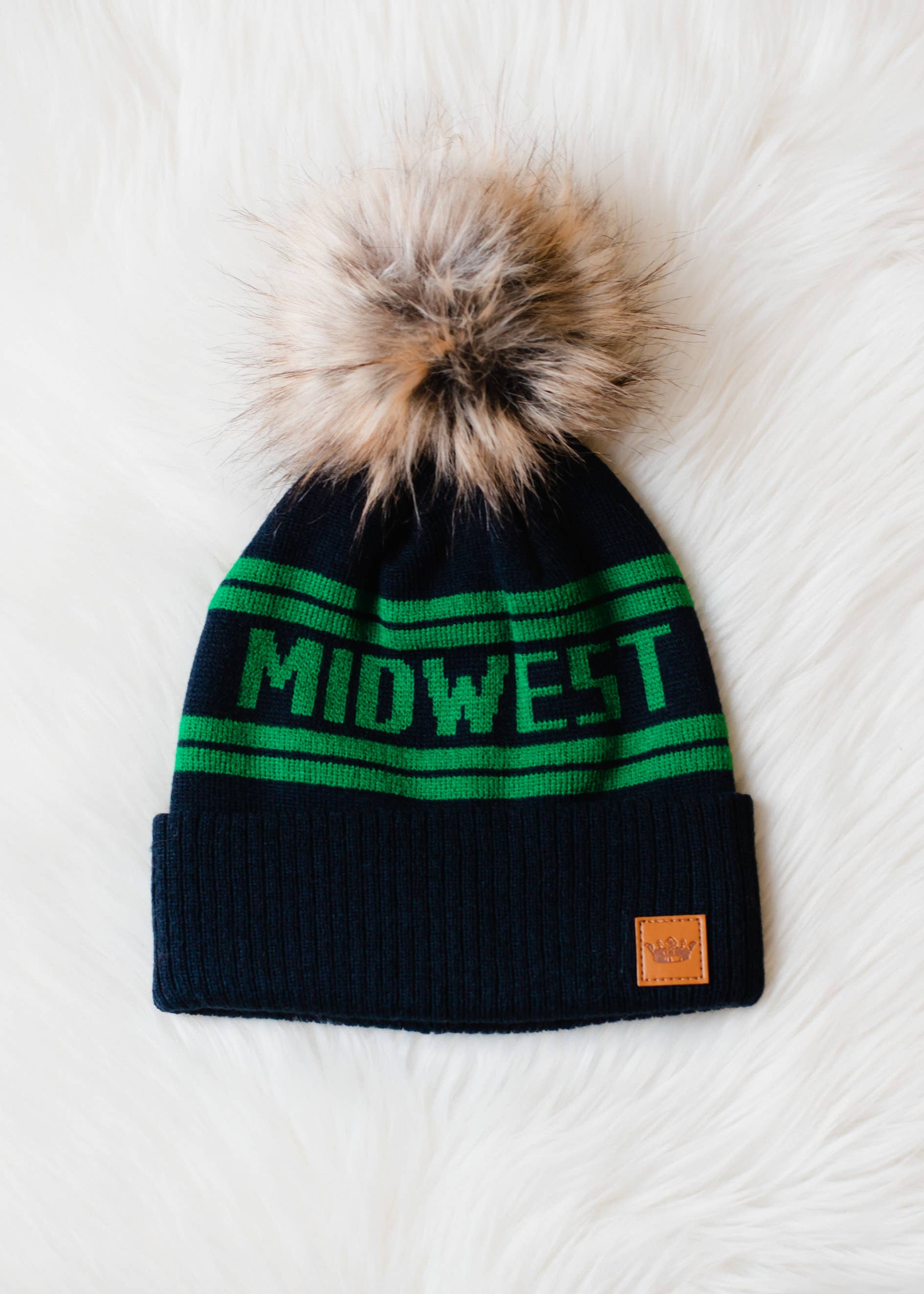 Tiff Navy & Green Midwest Pom Hat