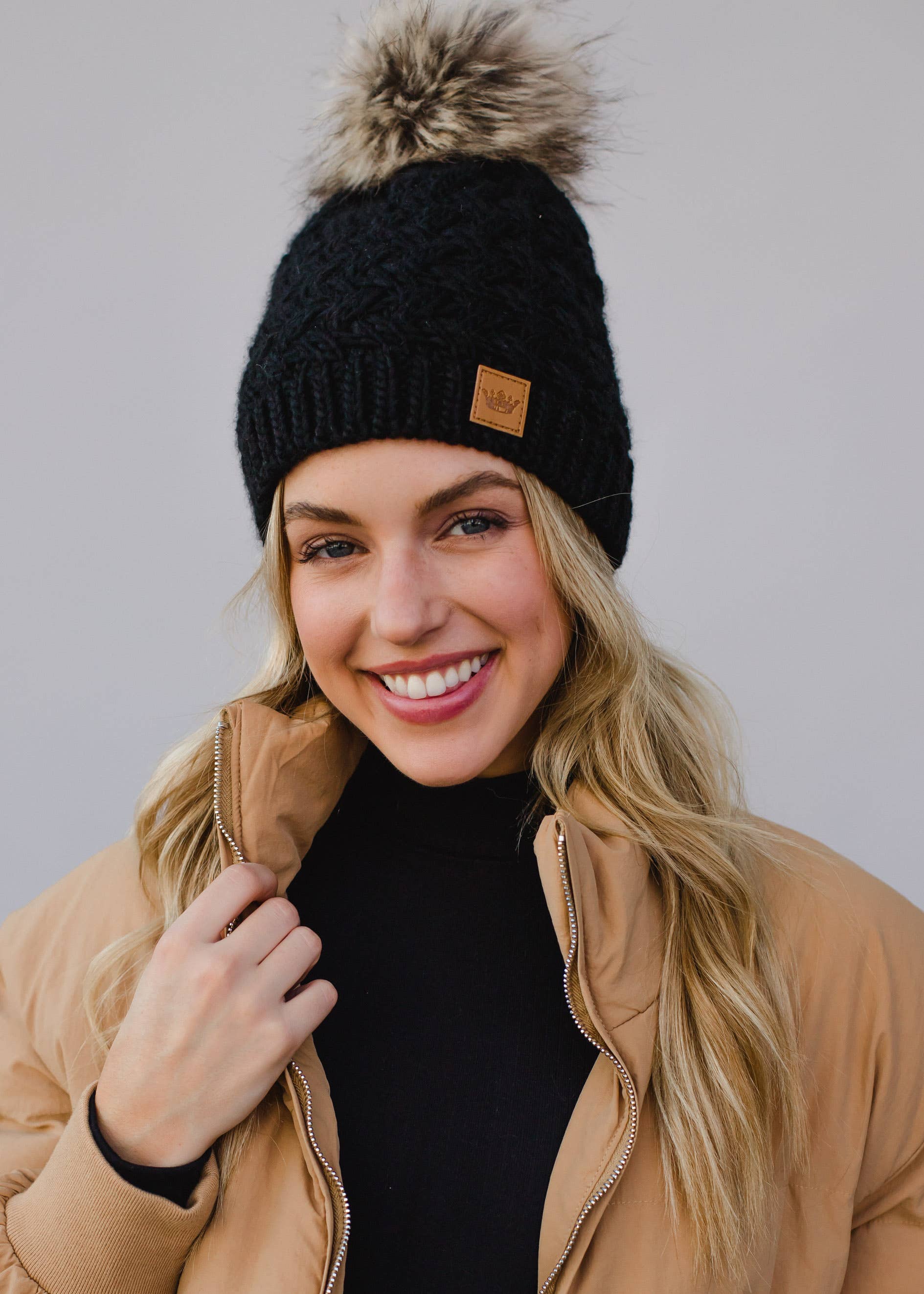 Tillbury Black Knit Pom Hat