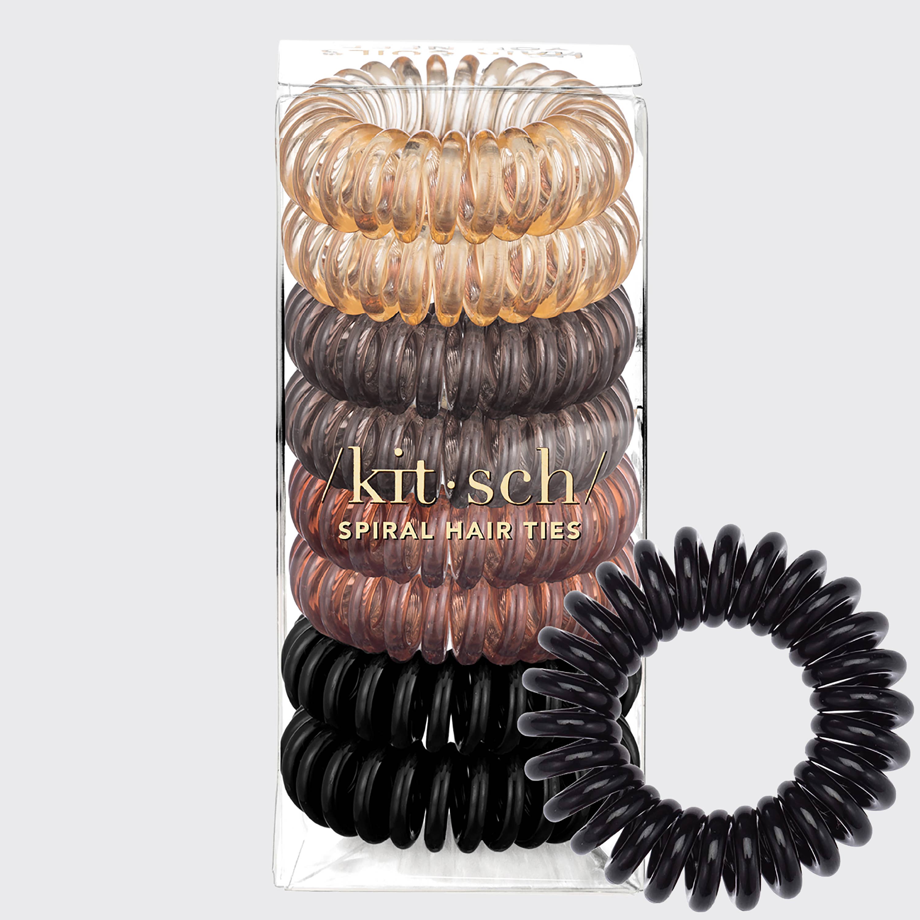 KITSCH Spiral Hair Ties 8 Pack - Brunette